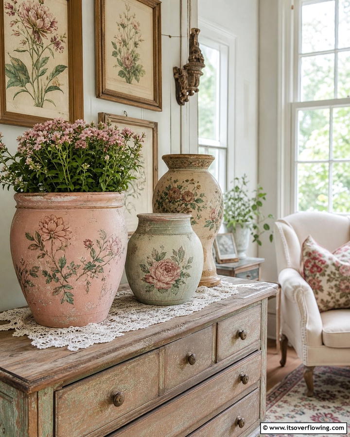 Vintage Vibes Revival - 21 Painted Pot Ideas for Creative Plant Container Makeovers