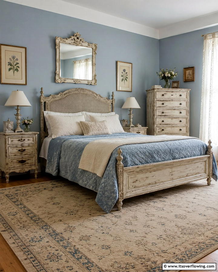 Vintage Vibes with Muted Tones - 25 Blue and Beige Bedroom Ideas for a Calming Space
