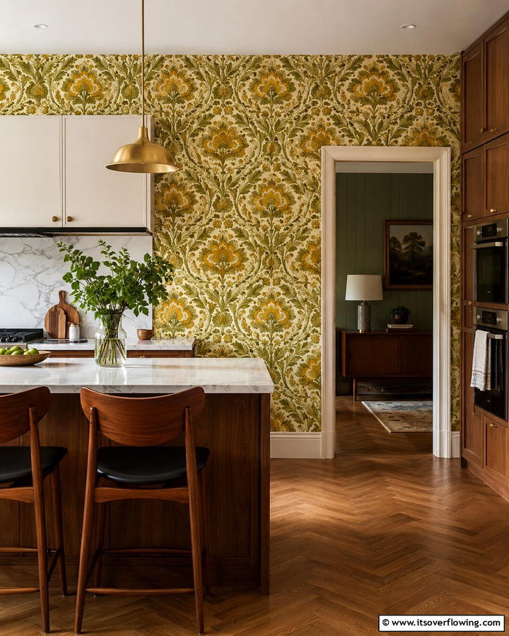 Vintage Wallpaper Revival - 30 Kitchen Wallpaper Ideas- Bold Backsplashes & Accent Walls