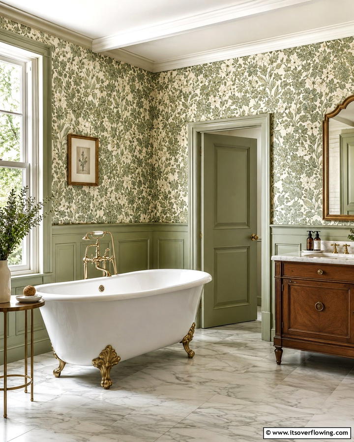Vintage Wallpaper Revival - 30 Stunning Bathroom Wall Ideas to Elevate Your Space