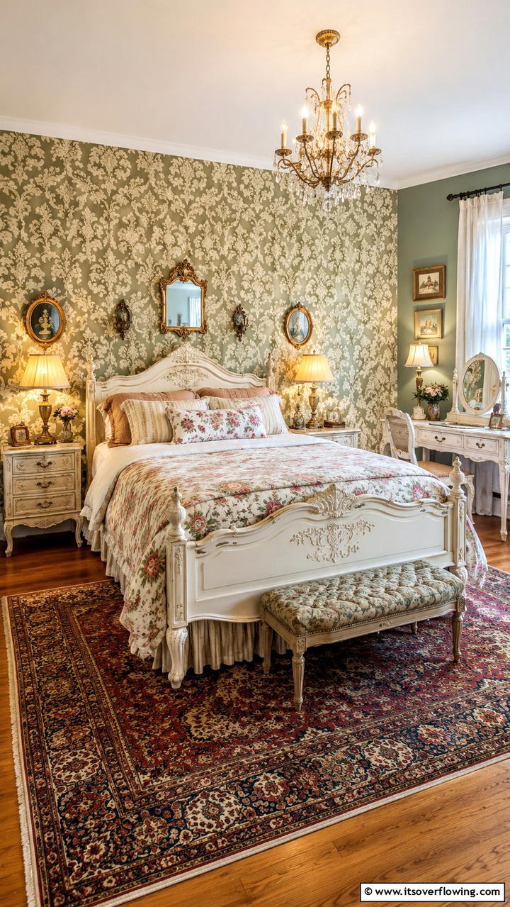 Vintage Wallpaper Revival - 30 Bedroom Accent Wall Ideas to Transform Your Space