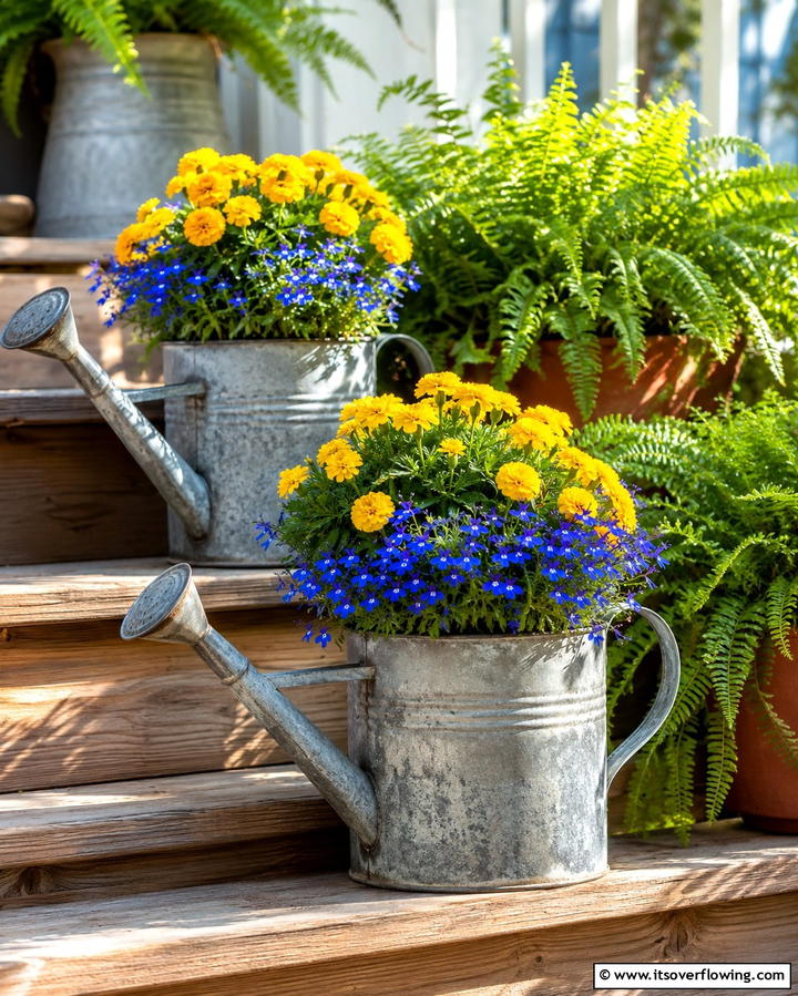 Vintage Watering Can Planters - 25 Vintage Garden Ideas for a Timeless Outdoor Space
