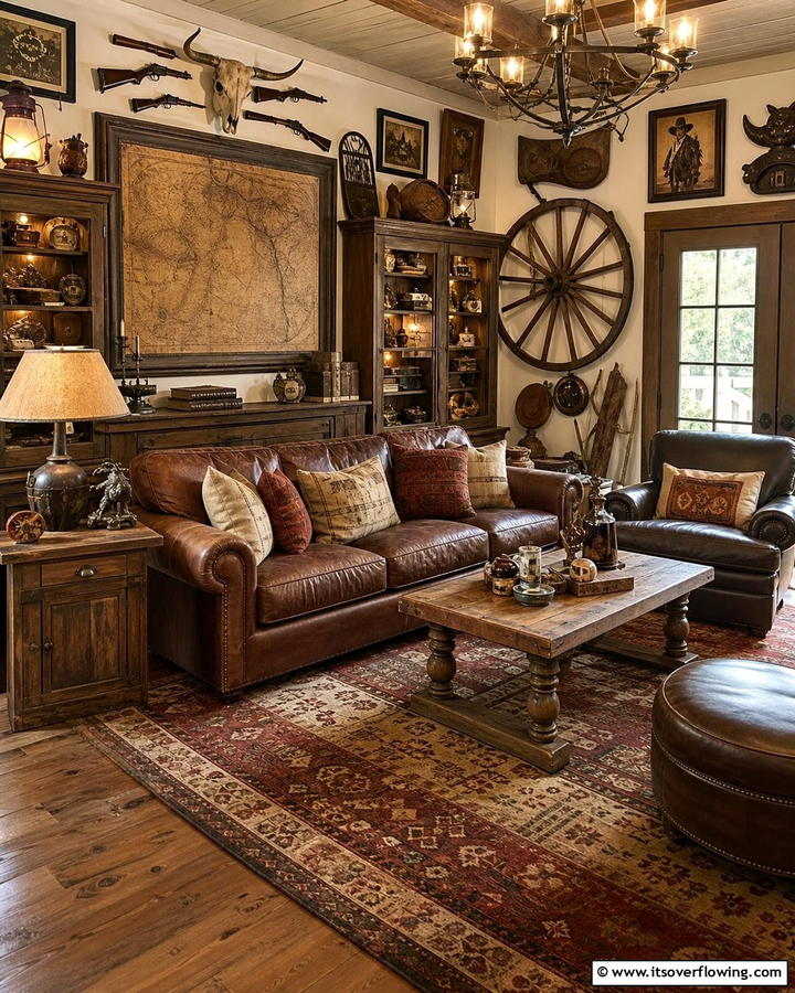 Vintage Western Artifacts - 30 Western Living Room Ideas for Cozy Rustic Ambiance