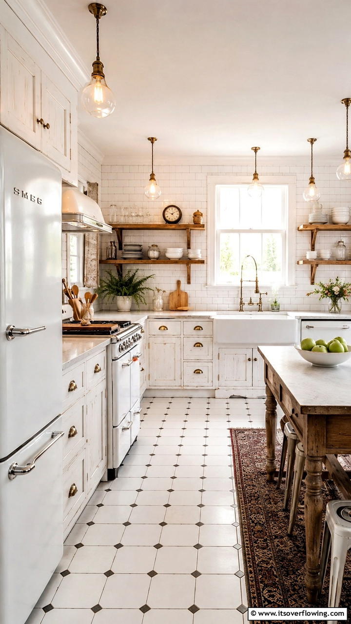 Vintage White Charm - 21 Timeless White Kitchen Ideas for a Clean, Bright Look