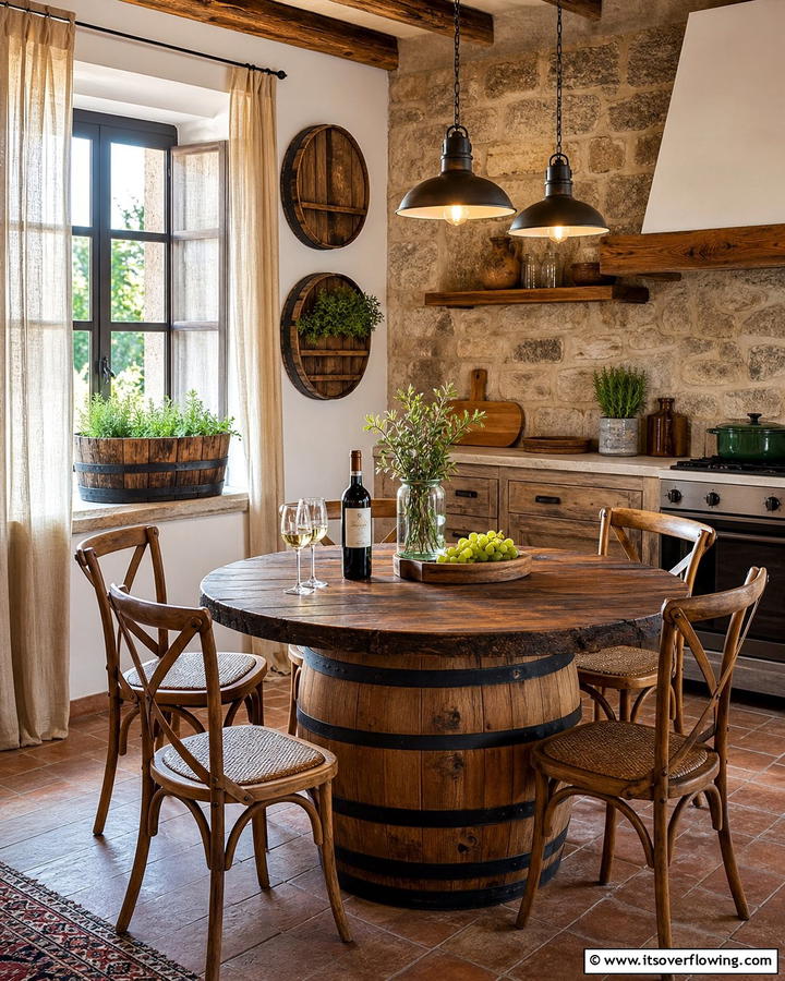 Vintage Wine Barrel Decor - 30 Tuscan Interior Design Ideas for Earthy Mediterranean Style