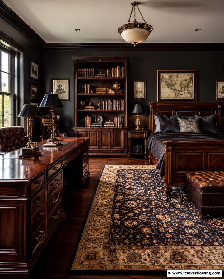 Vintage Wooden Furniture - 30 Dark Academia Bedroom Designs for a Scholarly Aesthetic