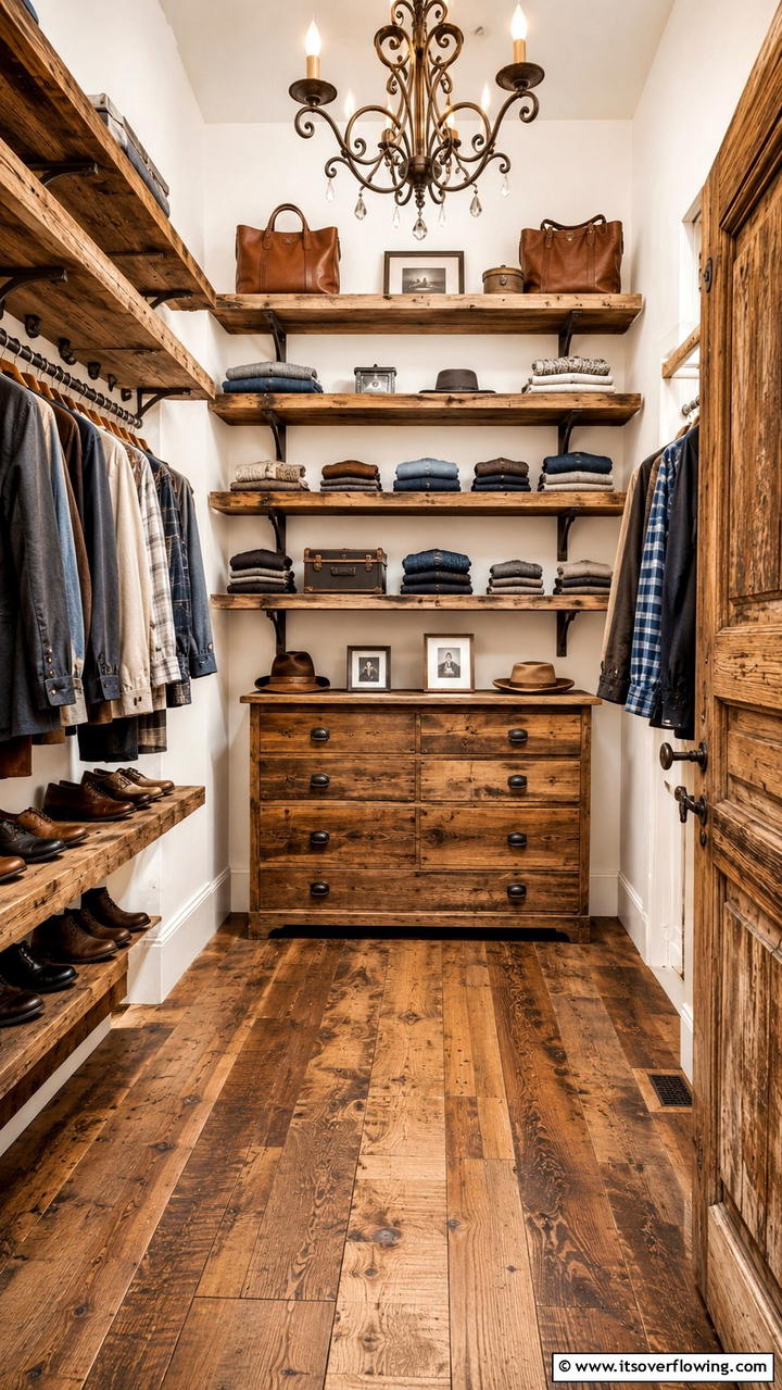 Vintage Wooden Shelves - 30 Closet Shelving Ideas for Maximizing Storage and Space