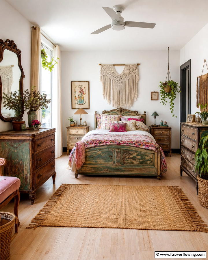 Vintage or Distressed Furniture - 20 Girls Boho Bedroom Ideas for a Chic and Relaxing Space