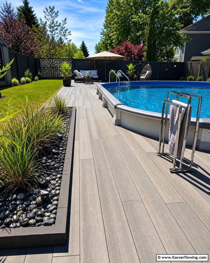 Vinyl Plank Walkway - 20 Above Ground Pool Walkway Ideas for Safety