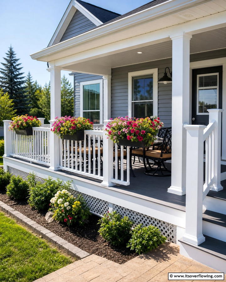 Vinyl Railings for Easy Maintenance - 25 Front Porch Railing Ideas to Enhance Curb Appeal