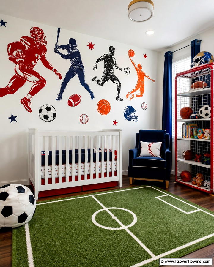 Vinyl Wall Decals of Sports Icons - 20 Sports Nursery Ideas for the Ultimate Fan Baby Room