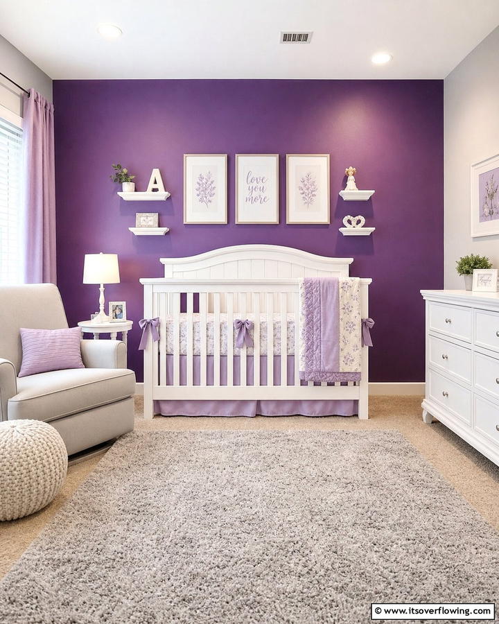 Violet Accent Wall for Bold Character - 20 Purple Nursery Ideas for a Dreamy Baby Room