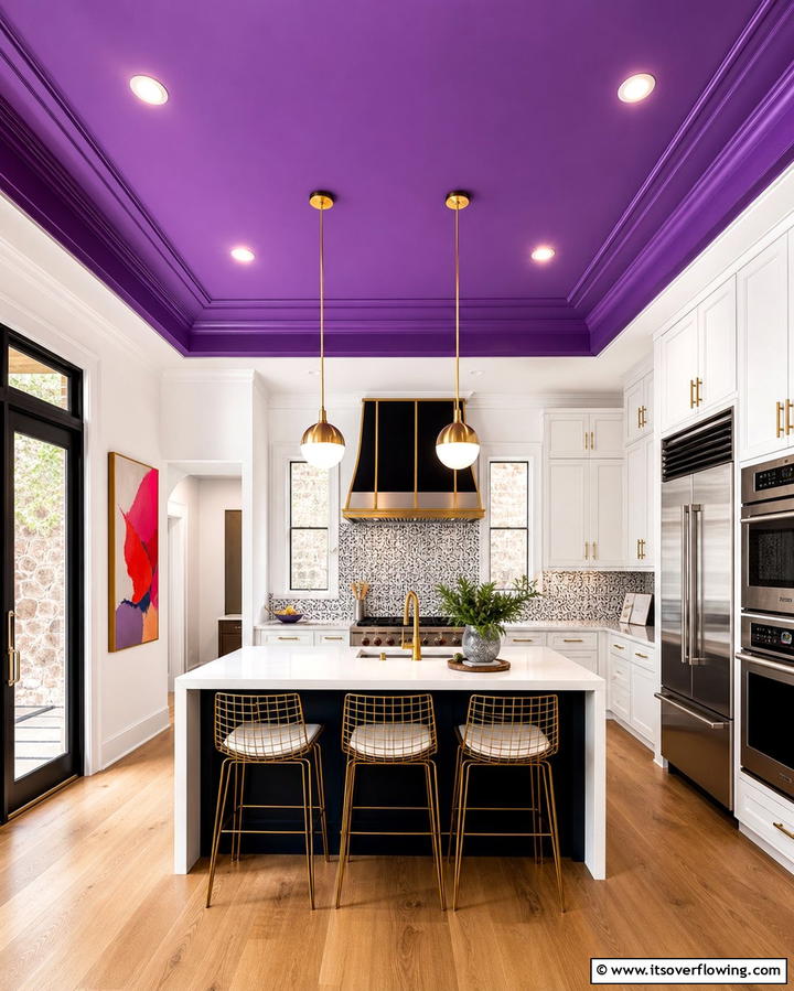 Violet Ceiling for an Unexpected Element - 25 Purple Kitchen Ideas for a Bold and Stylish Look