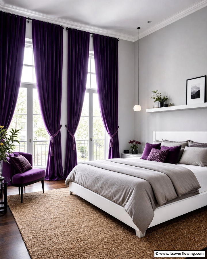 Violet Curtains for a Dramatic Effect - 17 Purple Bedroom Ideas for Dreamy and Creative Spaces