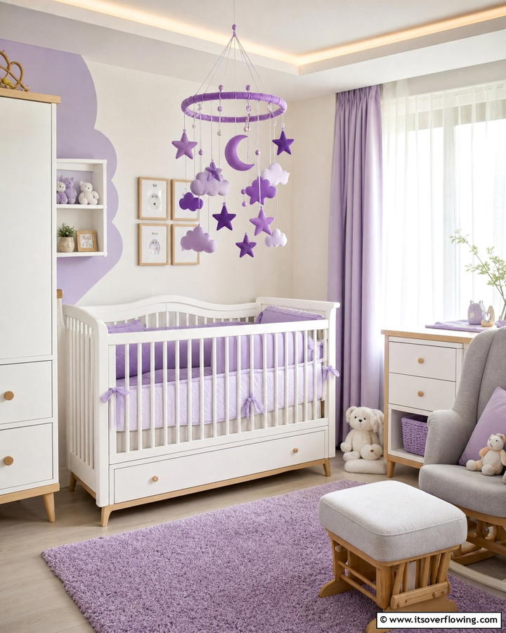 Violet Mobiles for Eye Catching Decor - 20 Purple Nursery Ideas for a Dreamy Baby Room