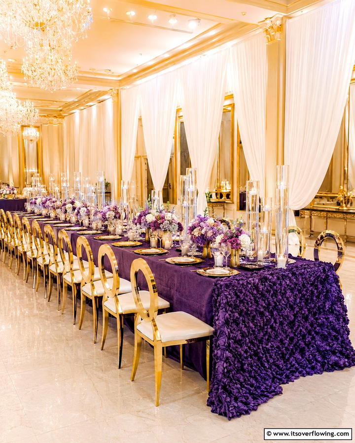 Violet Table Linens - 30 Purple Wedding Theme Ideas for Regal Celebrations