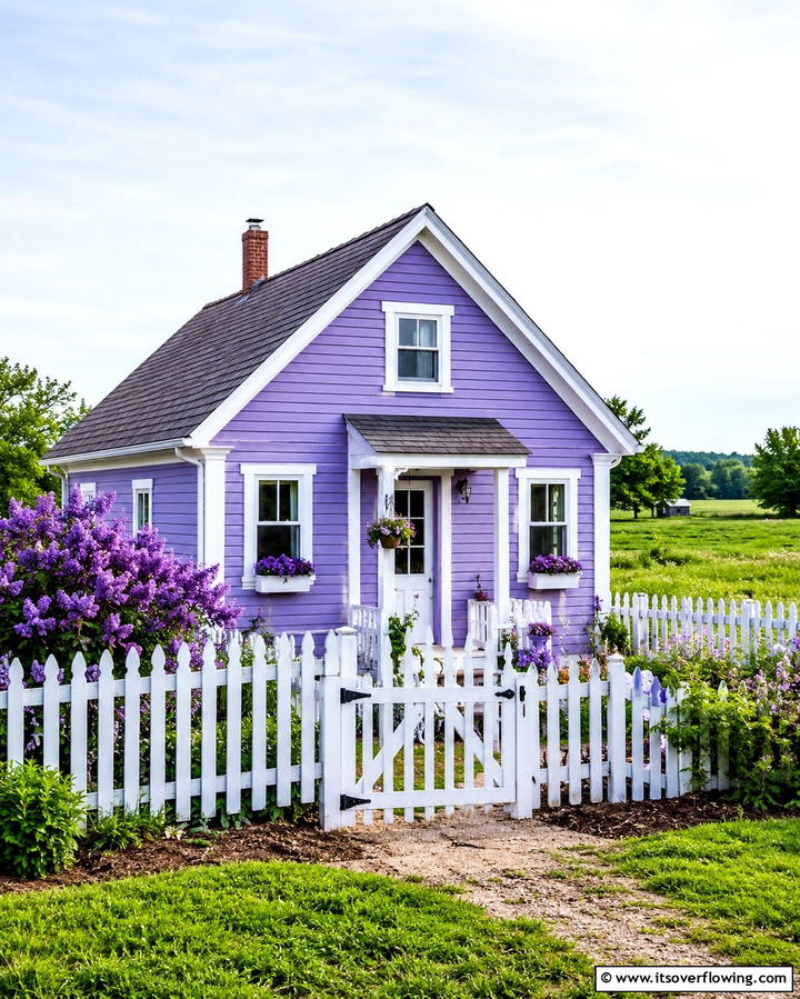 Violet and White Simplicity - 25 Purple House Exterior Ideas for a Unique Curb Appeal