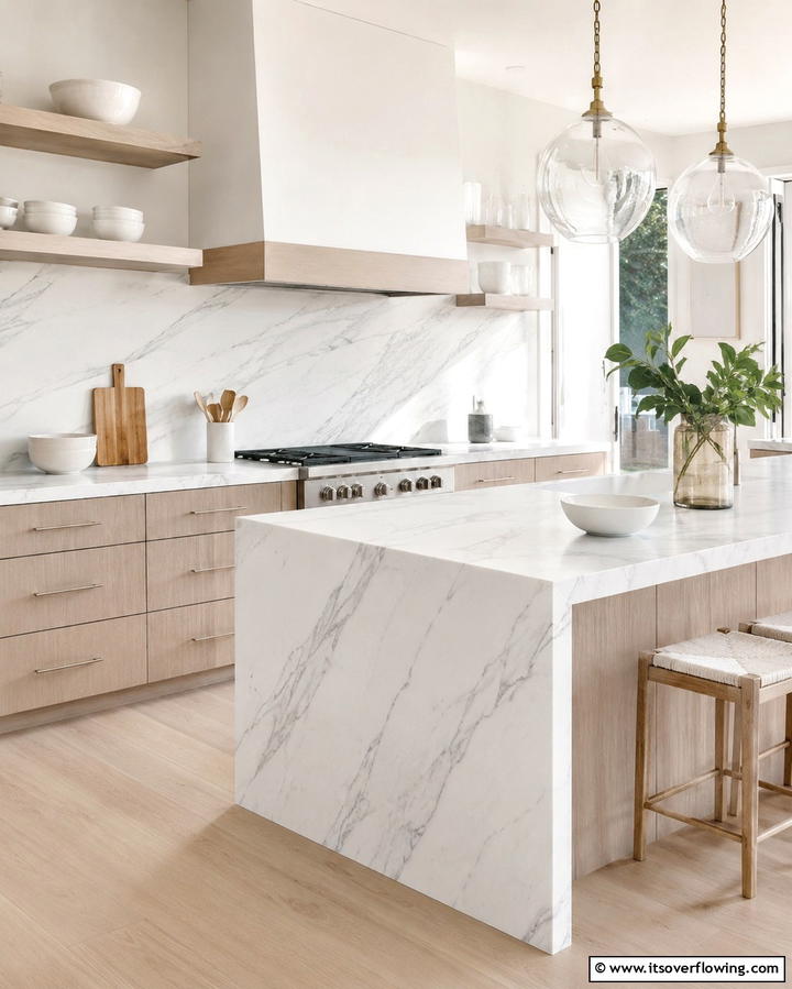 Volakas Marble Countertop - 25 Marble Kitchen Countertops for Elegant Homes