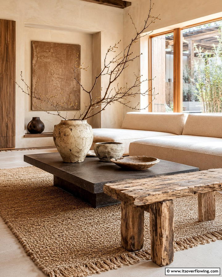 Wabi Sabi Decor Accents - 25 Japandi Living Room Ideas for Minimalist Elegance