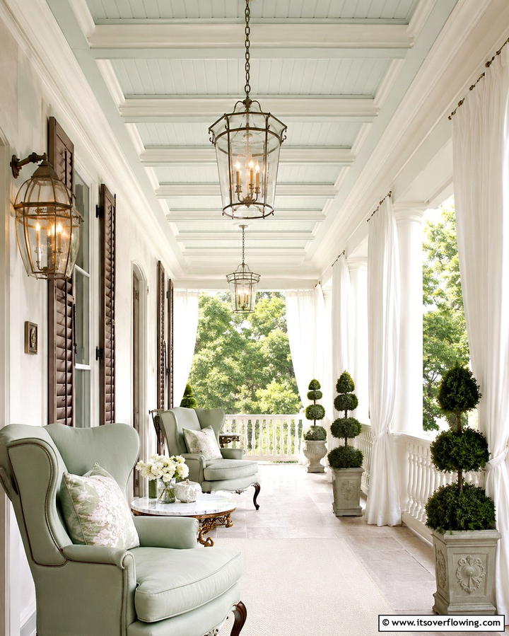 Wainscoting Elegance - 30 Porch Ceiling Ideas to Refresh Your Outdoor Entryway