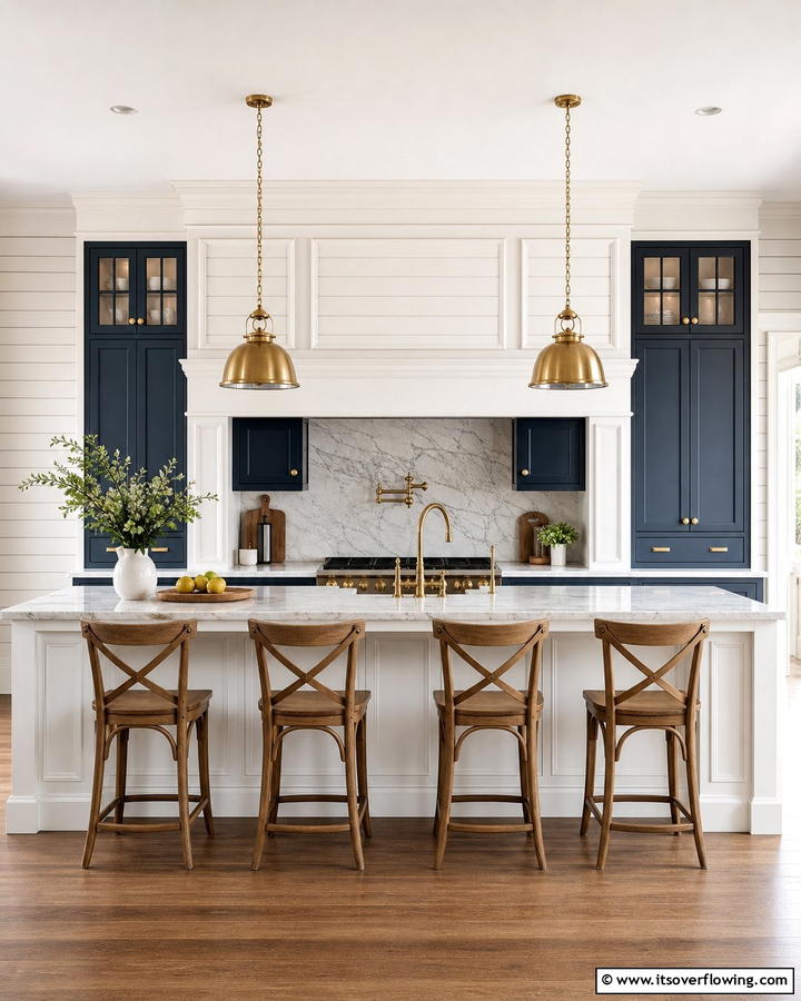 Wainscoting Elegance - 21 Kitchen Island Back Panel Ideas for Modern Designs