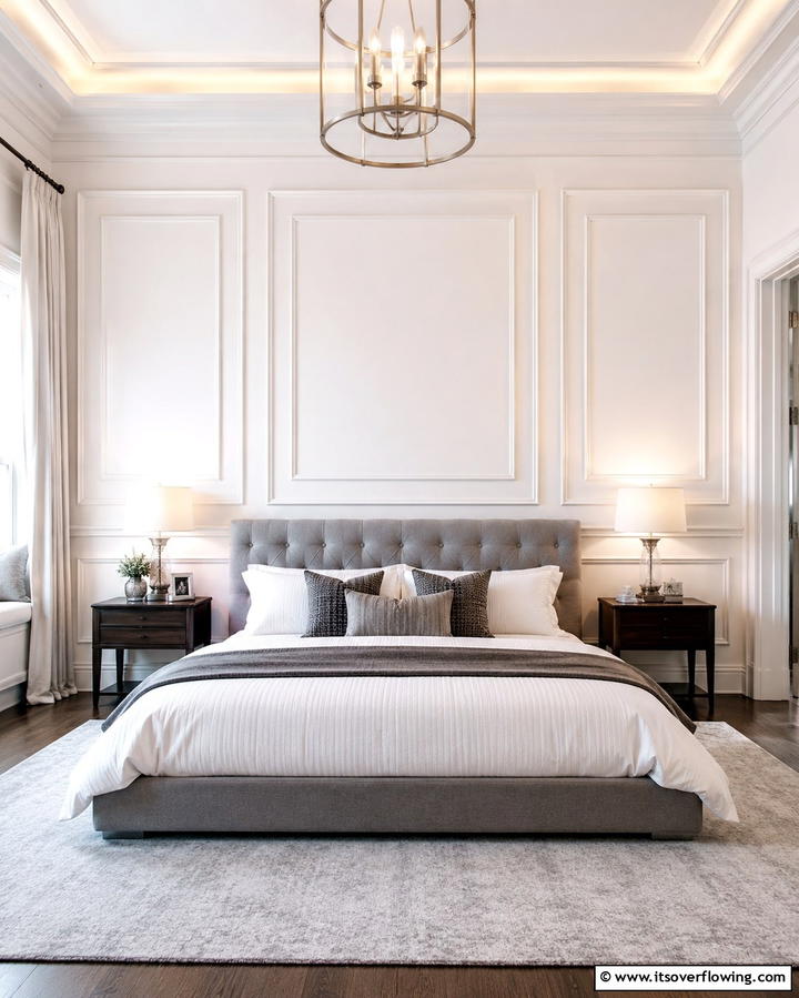 Wainscoting or Wall Molding - 25 No Headboard Ideas for a Modern and Minimalist Bedroom