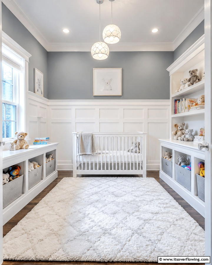 Wainscoting with Built In Storage - 20 Adorable Wainscoting Nursery Ideas for Your Baby’s Room