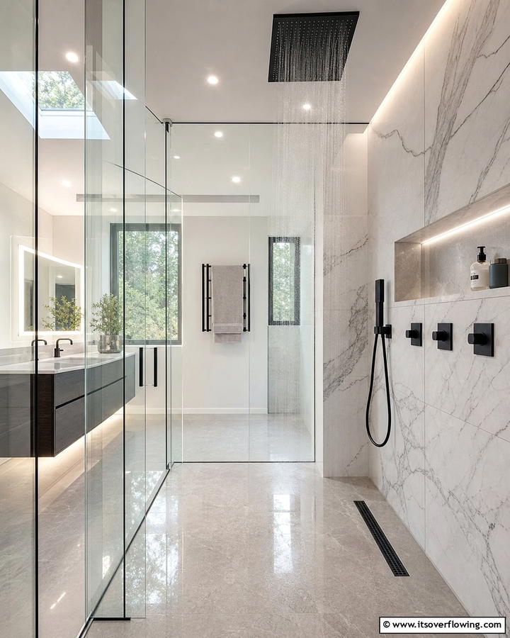 Walk In Rain Shower - 21 Modern Bathroom Decor Ideas for a Sleek Sanctuary