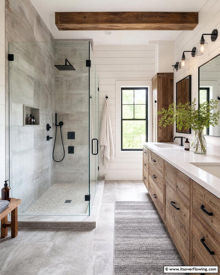 Walk In Showers with Glass Enclosures - 20 Barndominium Bathroom Ideas for Rustic Charm