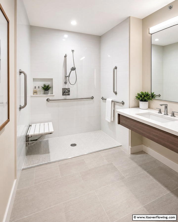 Walk In Showers with Grab Bars - 20 Handicap Bathroom Ideas for Accessibility