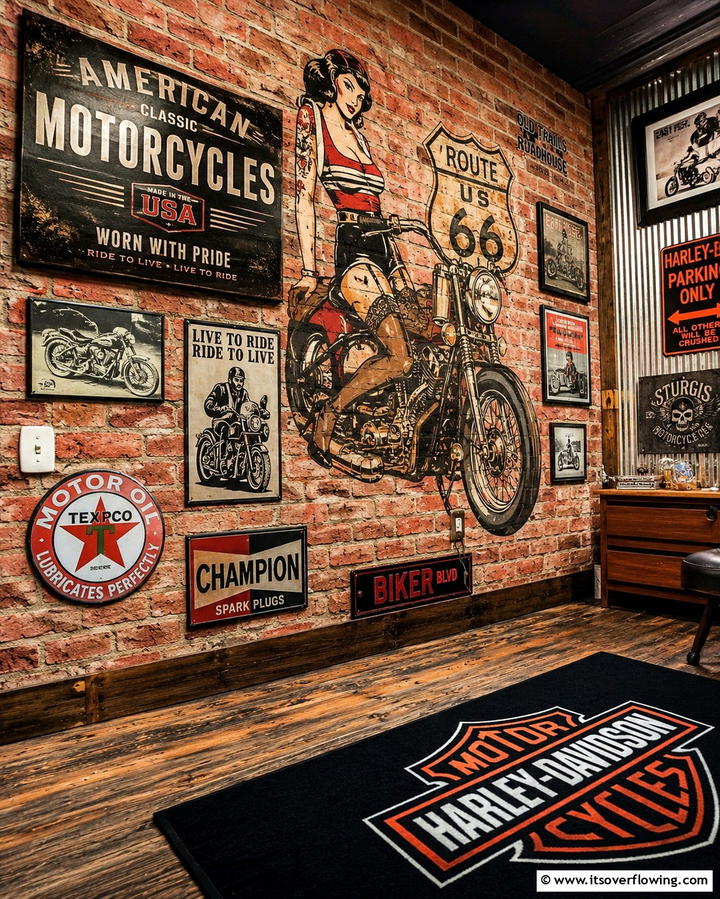 Wall Art and Personal Touches - 25 Motorcycle Garage Ideas for Bike Enthusiasts