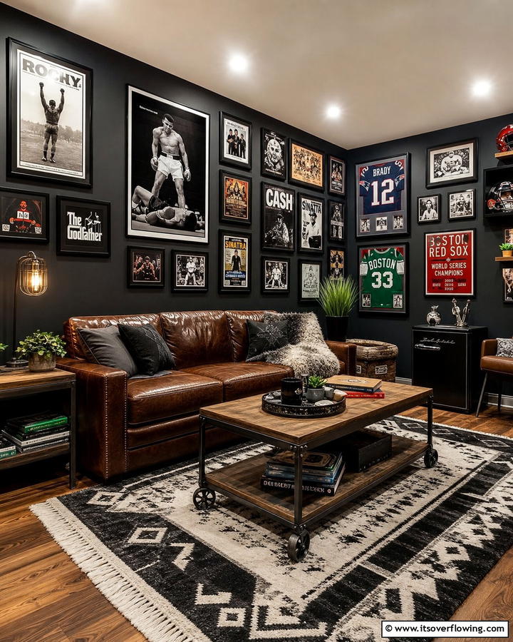 Wall Art and Posters for Personal Expression - 20 Black Man Cave Ideas for a Masculine Retreat