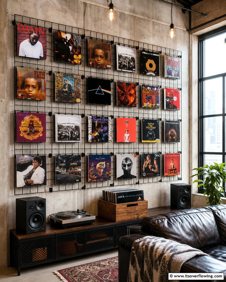 Wall Grids for Display and Storage - 20 Vinyl Record Storage Ideas for Music Lovers