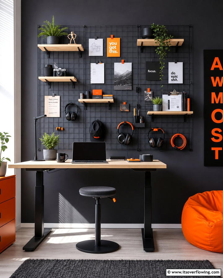 Wall Grids with Shelves for a Modern Look - 25 Office Shelving Ideas to Maximize Storage and Style