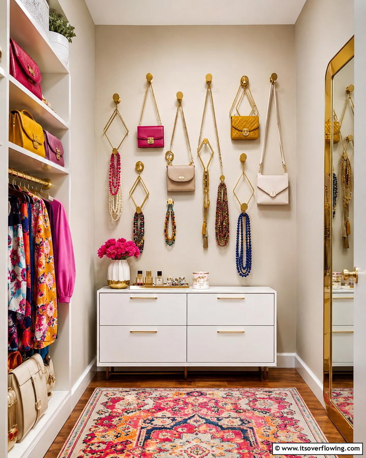Wall Hooks for Accessories - 25 Small Dressing Room Ideas to Organize Your Wardrobe