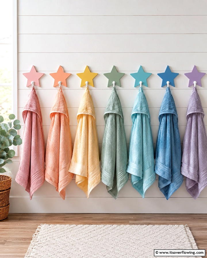 Wall Hooks for Organization - 25 Kids Bathroom Ideas for Fun and Functionality