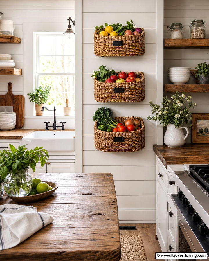 Wall Mounted Baskets for Versatile Storage - 25 Wall Storage Ideas to Maximize Your Space