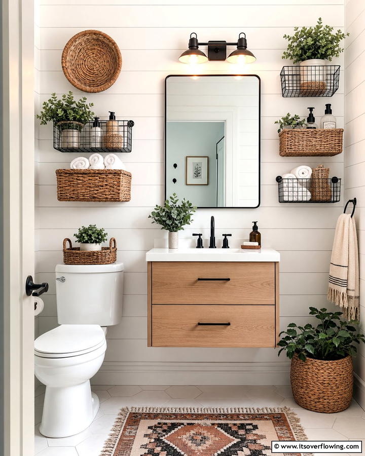 Wall Mounted Baskets for Versatile Storage - 21 Small Bathroom Storage Solutions for Clutter-Free Spaces