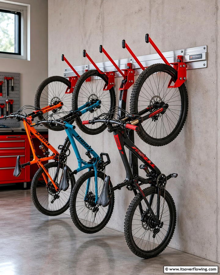 Wall Mounted Bike Racks for Space Efficiency - 25 Creative Garage Decor Ideas for Every Style