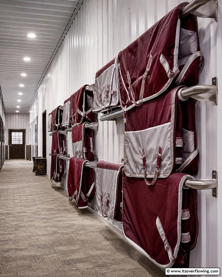 Wall Mounted Blanket Bars - 30 Functional Tack Room Organization Solutions