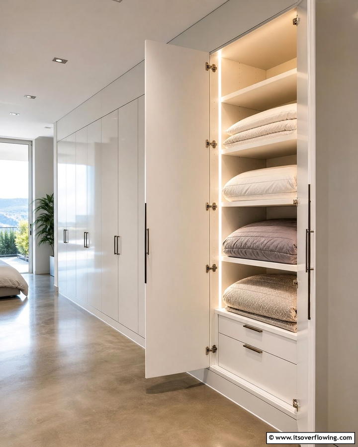 Wall Mounted Cabinets - 20 Comforter Storage Ideas to Maximize Space