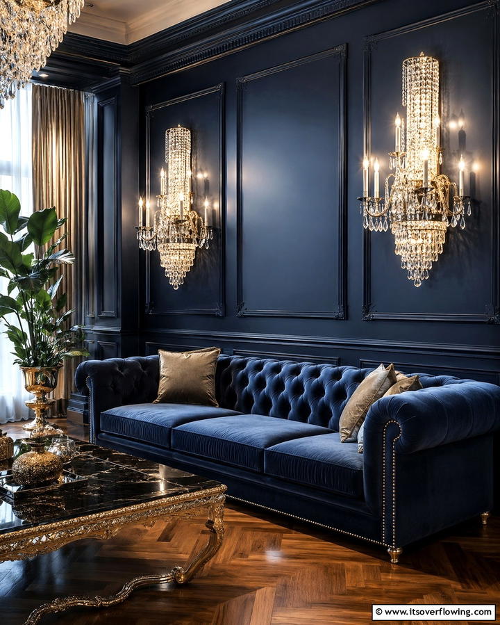Wall Mounted Chandeliers for Glamour - 25 Living Room Wall Lighting Ideas for a Bright and Inviting Space