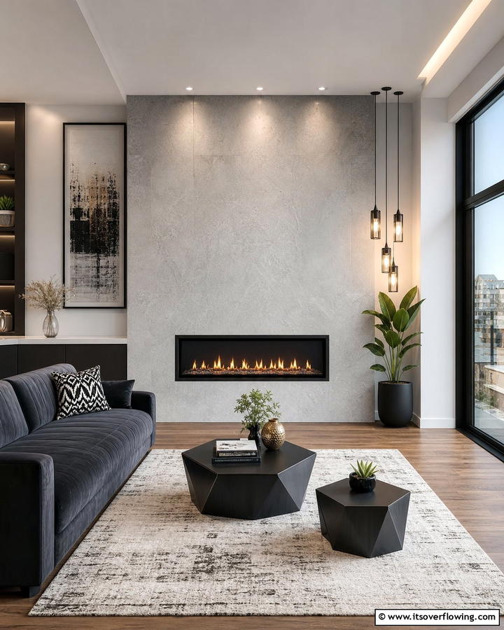 Wall Mounted Contemporary Fireplace - 21 Modern Fireplace Ideas for Cozy Contemporary Living Rooms