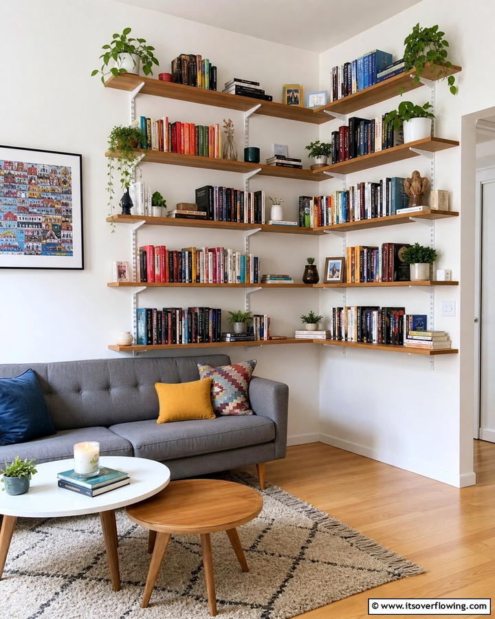 Wall Mounted Corner Bookshelves - 20 Space-Saving Corner Bookshelf Ideas for Your Home