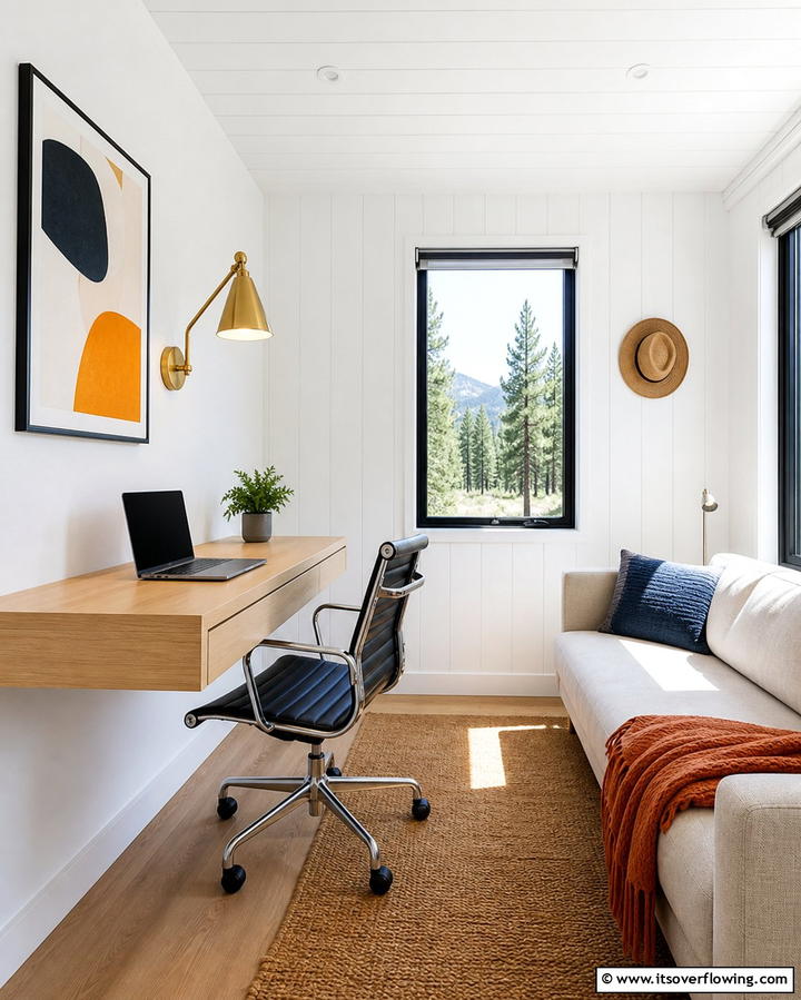 Wall Mounted Desk for Productivity - 25 One Room Cabin Interior Design Ideas for a Cozy Retreat