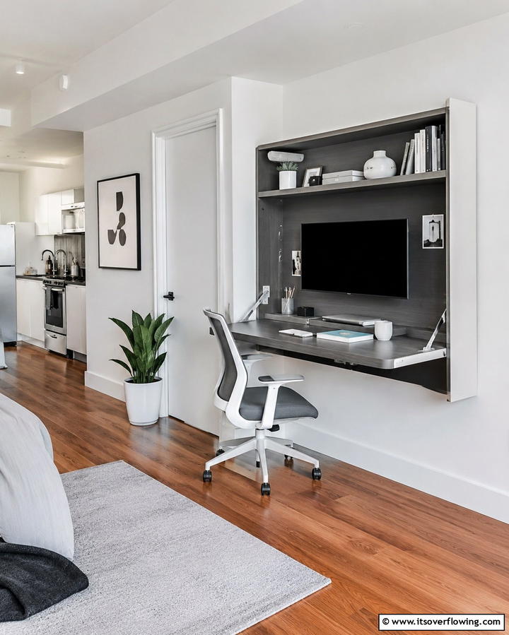 Wall Mounted Desks and Workspaces - 30 Studio Apartment Ideas to Maximize Small Space Efficiency