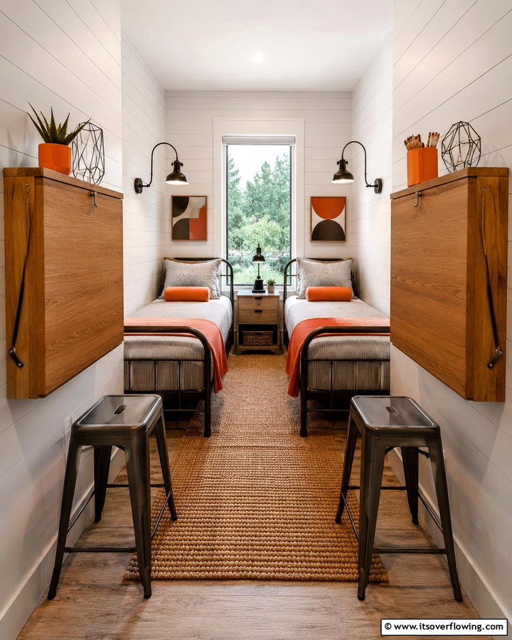 Wall Mounted Desks - 25 Shared Bedroom Ideas for Small Rooms to Maximize Space