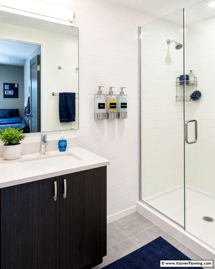 Wall Mounted Dispensers - 25 Dorm Bathroom Ideas to Maximize Space and Style