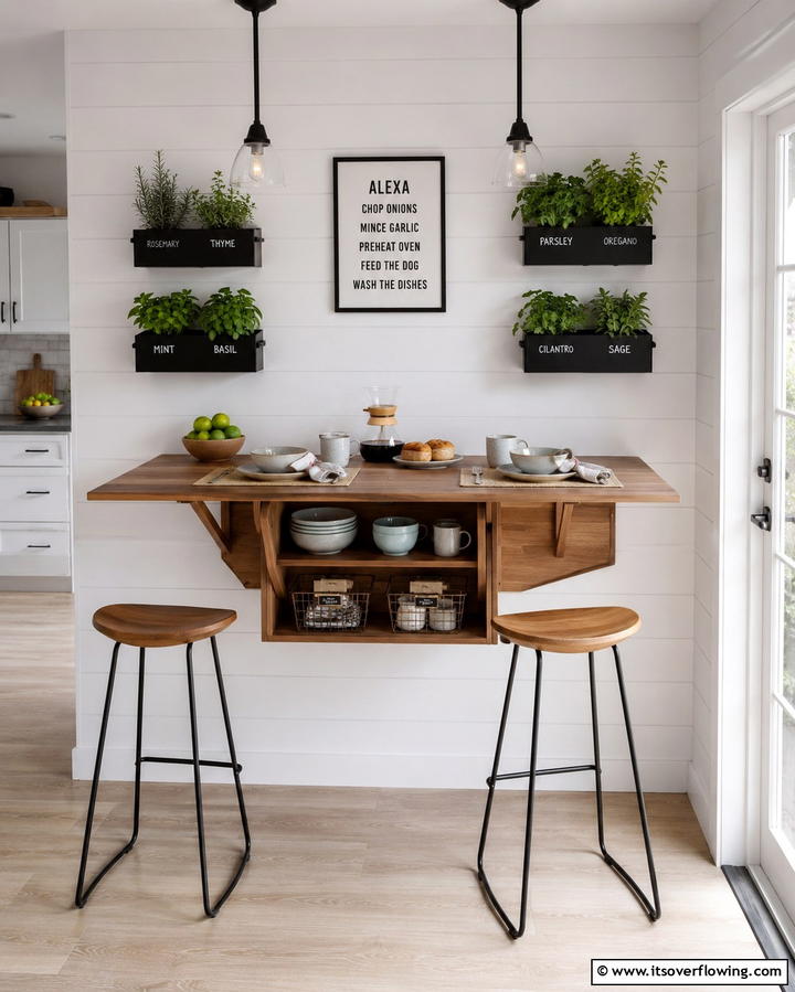 Wall Mounted Drop Leaf Island - 25 Small Kitchen Island Ideas for Compact Spaces