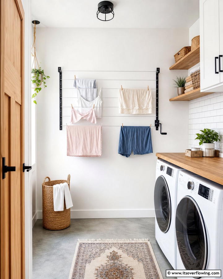 Wall Mounted Drying Lines - 21 Laundry Room Storage Ideas for Clutter-Free Efficiency